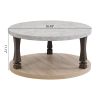 Mid-Century 2-Tier Round Coffee Table with Storage Shelf, Grey