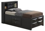 Sleek Contemporary Black King Storage Bed