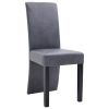 Dining Chair Set of 4 Grey Faux suede and wood Standard Modern