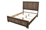 Oak Finish High Headboard 1pc King Size Bed Bedroom Furniture Bedframe Panel Design Wooden