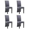 Dining Chair Set of 4 Grey Faux suede and wood Standard Modern