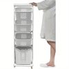 Modern Upgraded 3-Tier Rolling Laundry Basket Large Capacity Divided Movable Laundry Hamper Home Storage Organizer for Laundry Room Bathroom Decor Acc
