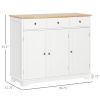 Sideboard Buffet Cabinet, 3-Doors Kitchen Cabinet, Coffee Bar Storage with 3 Drawers, Adjustable Shelf for Living Room and Hallway, White