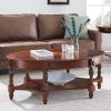Gexpusm Oval Coffee Tables; Natural Wood Coffee Table; Round Solid Wood Center Large Panel Coffee Tables for Living Room; with Storage Cherry Red 46x2