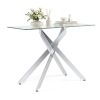 45 Inch Tempered Glass Entryway Table, Silver Chrome Metal Console Table with Adjustable Feet for Home Decor