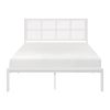 1pc Eastern King Platform Bed, Metal Frame White Finish Faux Cane Panel Headboard Casual Coastal Bedroom Furniture, Bed in a Box