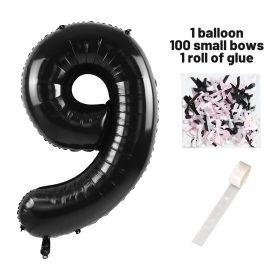 40 Inch Black Number Balloons With  Ribbon Bow 1 Roll Glue Point (Option: W13613485)