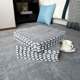 Soft Interlocking Shaggy Carpet Mats - Protective Floor Tiles for Kids' Play & Exercise; Home Parlor; Bedroom - Fluffy Area Rugs by Smabee (Items: 30*30CM Thick [10 Pieces] Edge Strips, Color: Grey)