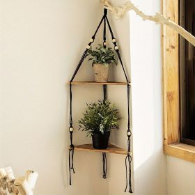 Boho Triangle Shelves Wall Decor - Plant Hanger, Candle Holder, and Home Decor for Living Room and Bedroom (Style: B)