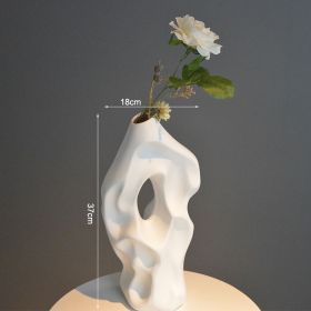 Creative Floor Vase Tall Ceramic Vase Black And White Nordic Simple Spiral Vase Living Room Desktop Ceramic Ornaments Home Decor (Ships From: China, Color: Upgrade white)