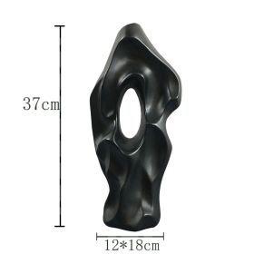 Creative Floor Vase Tall Ceramic Vase Black And White Nordic Simple Spiral Vase Living Room Desktop Ceramic Ornaments Home Decor (Ships From: China, Color: Upgrade black)