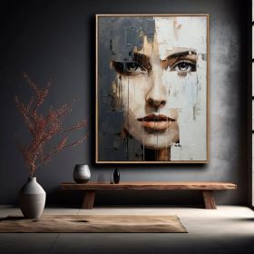 Woman Face Artwork Abstract Lady Painting Woman Face Oil Woman Face Painting Hand Painted Oil Painting (Style: 01, size: 90x130cm)