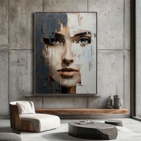 Woman Face Artwork Abstract Lady Painting Woman Face Oil Woman Face Painting Hand Painted Oil Painting (Style: 01, size: 140x210cm)