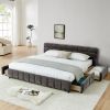 King Size Upholstered Bed ,comfortable upholstered bed frame, Chenille fabric