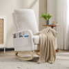 Modern Accent Rocking Chair  with Solid Wood Legs, Upholstered Nursery Glider Rocker, Comfy Armchair with Side Pocket