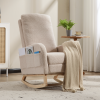 Modern Accent Rocking Chair  with Solid Wood Legs, Upholstered Nursery Glider Rocker, Comfy Armchair with Side Pocket