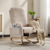 Modern Accent Rocking Chair  with Solid Wood Legs, Upholstered Nursery Glider Rocker, Comfy Armchair with Side Pocket