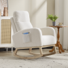 Modern Accent Rocking Chair Rocking Chair with Solid Wood Legs, Upholstered Nursery Glider Rocker, Comfy Armchair with Side Pocket