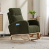 Modern Accent Rocking Chair Rocking Chair with Solid Wood Legs, Upholstered Nursery Glider Rocker, Comfy Armchair with Side Pocket