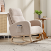 Modern Accent Rocking Chair Rocking Chair with Solid Wood Legs, Upholstered Nursery Glider Rocker, Comfy Armchair with Side Pocket