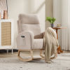 Modern Accent Rocking Chair Rocking Chair with Solid Wood Legs, Upholstered Nursery Glider Rocker, Comfy Armchair with Side Pocket