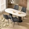 Modern Dining Chairs, Comfortable Dining Room Chairs with Thick Cushions, Fabric Upholstered Side Chairs with Metal Legs for Kitchen