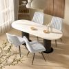 Modern Dining Chairs, Comfortable Dining Room Chairs with Thick Cushions, Fabric Upholstered Side Chairs with Metal Legs for Kitchen