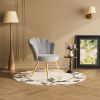 Velvet Accent Chair with Gold Metal Legs, Vanity Chair for Makeup Room, Upholstered Guest Chair for Living Room, Side Chair for Bedroom