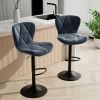 Modern Bar Stool Set of 2, Adjustable Faux Leather Upholstered Swivel Counter Stools, Counter Height Barstools with Back for Kitchen Island
