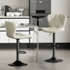 Modern Bar Stool Set of 2, Adjustable Faux Leather Upholstered Swivel Counter Stools, Counter Height Barstools with Back for Kitchen Island
