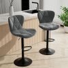 Modern Bar Stool Set of 2, Adjustable Faux Leather Upholstered Swivel Counter Stools, Counter Height Barstools with Back for Kitchen Island