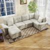PPL Seater Modular Sectional Sofa with Movable Ottoman, Comfy Deep Seat Cloud Couch for Living Room, Apartment, Office (Beige White-2 Ottoman)
