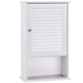 Bathroom Wall Mount Storage Cabinet Single Door with Height Adjustable Shelf (Color: White)