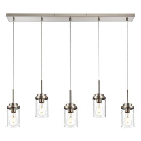5 Lights Kitchen Island Lighting Modern Linear Chandeliers for Dining Room (Color: Brushed Nickel)