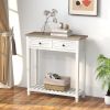 PPL Console Table for Entryway with 2 Drawers, 30 Inch Long Entryway Table w/Open Storage Shelves and Handmade Metal Handle