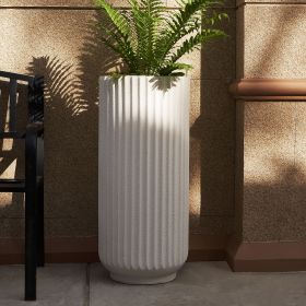 31.5 Inch Tall Roman Column Concrete Planter,Durable for All-Weather Use with Drainage Hole, Large Tall Round Planter for Outdoor and Indoor Plants (Color: White)