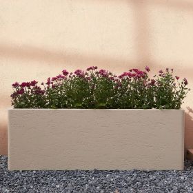 42 Inch Rectangular Concrete Planter,Durable for All-Weather Use with Drainage Holes, Large Rectangular Planter for Outdoor and Indoor Plants (Color: White)
