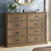 8 Drawer Dresser for Bedroom, Wood Storage Cabinet With Metal Handles, Farmhouse Closet Of Drawers for Living Room