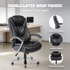 Wide Seat Executive Office Chair with Soft PU Leather Upholstery, Thick Padded Cushion, High Back Support & Smooth Rolling Base for Home Office