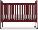 4-in-1 Convertible Baby Crib, Wood Full Size Toddler Bed with Locking Wheels, Non-Toxic Finish