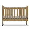 4-in-1 Convertible Baby Crib, Wood Full Size Toddler Bed with Locking Wheels, Non-Toxic Finish