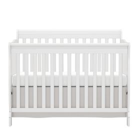 Baby Crib 5-in-1 Convertible, Wood Crib Converts to Toddler Bed, Daybed and Full-Size Bed, Non-Toxic Finishes (Color: White)