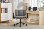 Leather Criss Cross Chair with Flip-Up Armrests, Cross Legged Office Chair on Wheels