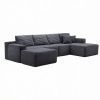 134" Modern Minimalist Modular Sectional Couch with Ottoman, Comfort L Shaped Sofa for Living Room, No Assembly Required