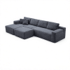 134" Modern Minimalist Modular Sectional Couch with Ottoman, Comfort L Shaped Sofa for Living Room, No Assembly Required
