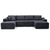 134" Modern Minimalist Modular Sectional Couch with Ottoman, Comfort L Shaped Sofa for Living Room, No Assembly Required