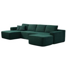 134" Modern Minimalist Modular Sectional Couch with Ottoman, Comfort L Shaped Sofa for Living Room, No Assembly Required (Orientation: 4-seater Left Hand Facing, Color: Green-with Ottoman)