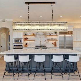 Modern Rectangular Crystal Glass Chandelier (Material: Iron, Color: Black)