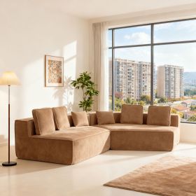 Extra-Large Modular Compression Sofa 131.89" W*62.20" D*26.18" H  for Family Living Rooms, Space-Saving Vacuum-Packed Design (Color: Brown)