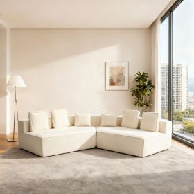 Extra-Large Modular Compression Sofa 131.89" W*62.20" D*26.18" H  for Family Living Rooms, Space-Saving Vacuum-Packed Design (Color: Beige)